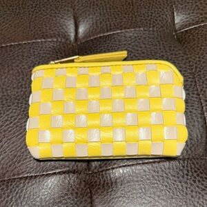 Universal Thread Yellow & Cream Woven Zip Coin Wallet